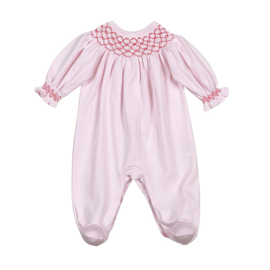 Baby Loren Rosy Holiday Smocked Footie