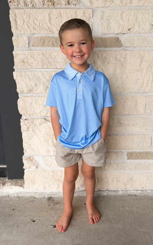 Hollis Baker Blue Stripe Trey Polo