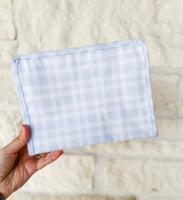 TRVL Design Blue Gingham MEDIUM Cosmetic Bag