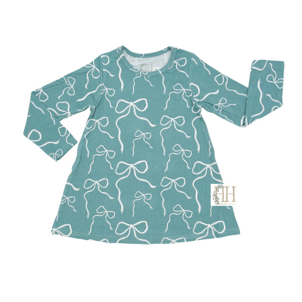 Hamner Hill Tied In Teal Bows Dress