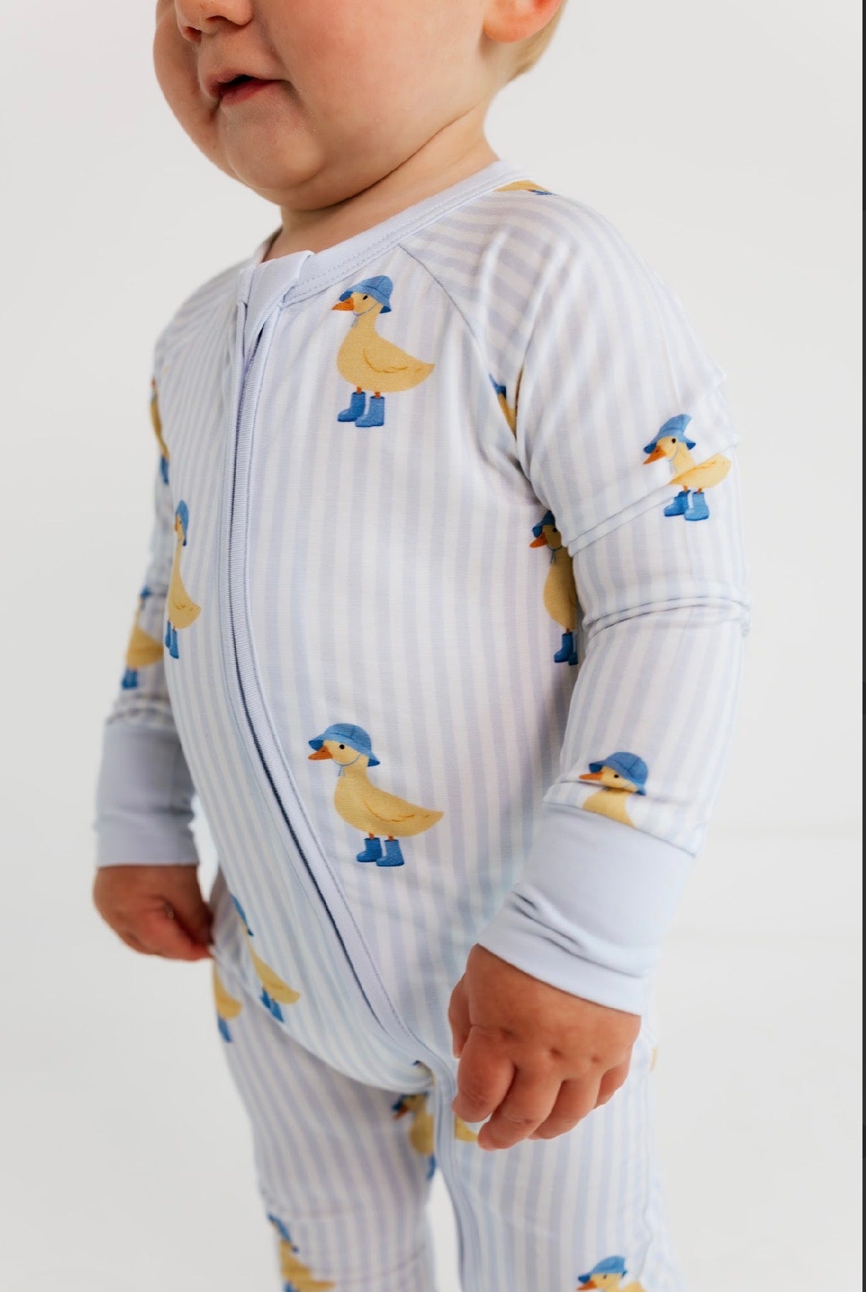 IMJ Stripe Ducks Zipper Romper