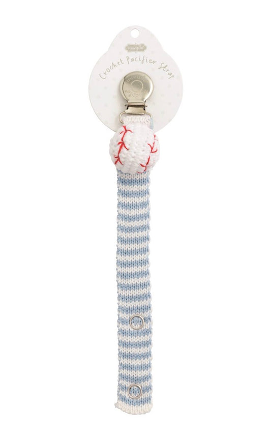 Mud Pie Baseball Crochet Paci Clip