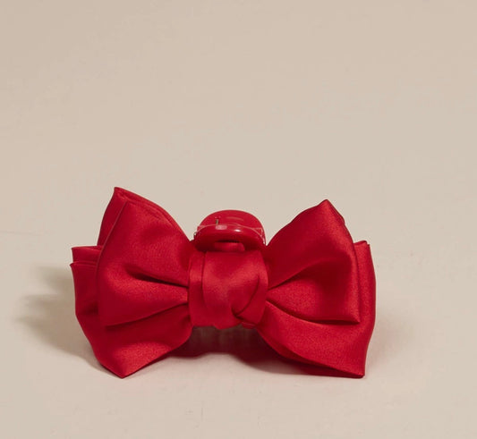 Darling Effect Red Satin Bow Claw Clip