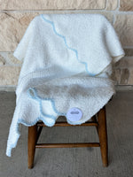 Mud Pie Blue Scalloped Chenille Blanket