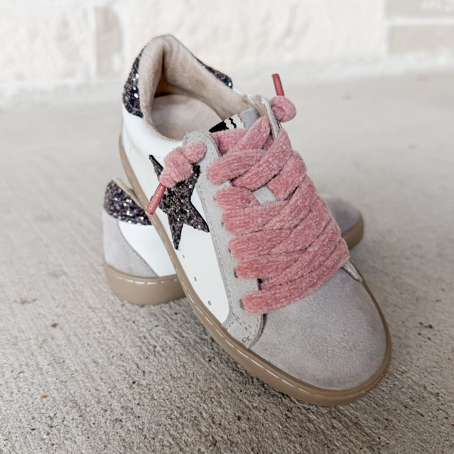 Shu Shop Paula Mini Pewter Glitter Sneaker