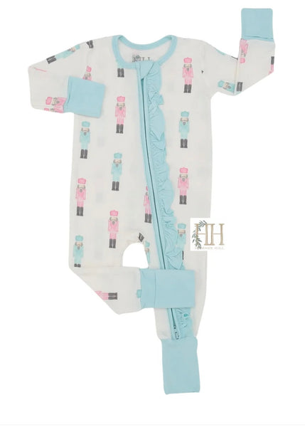 Hamner Hill Pink+Teal Nutcracker Ruffle Playsuit