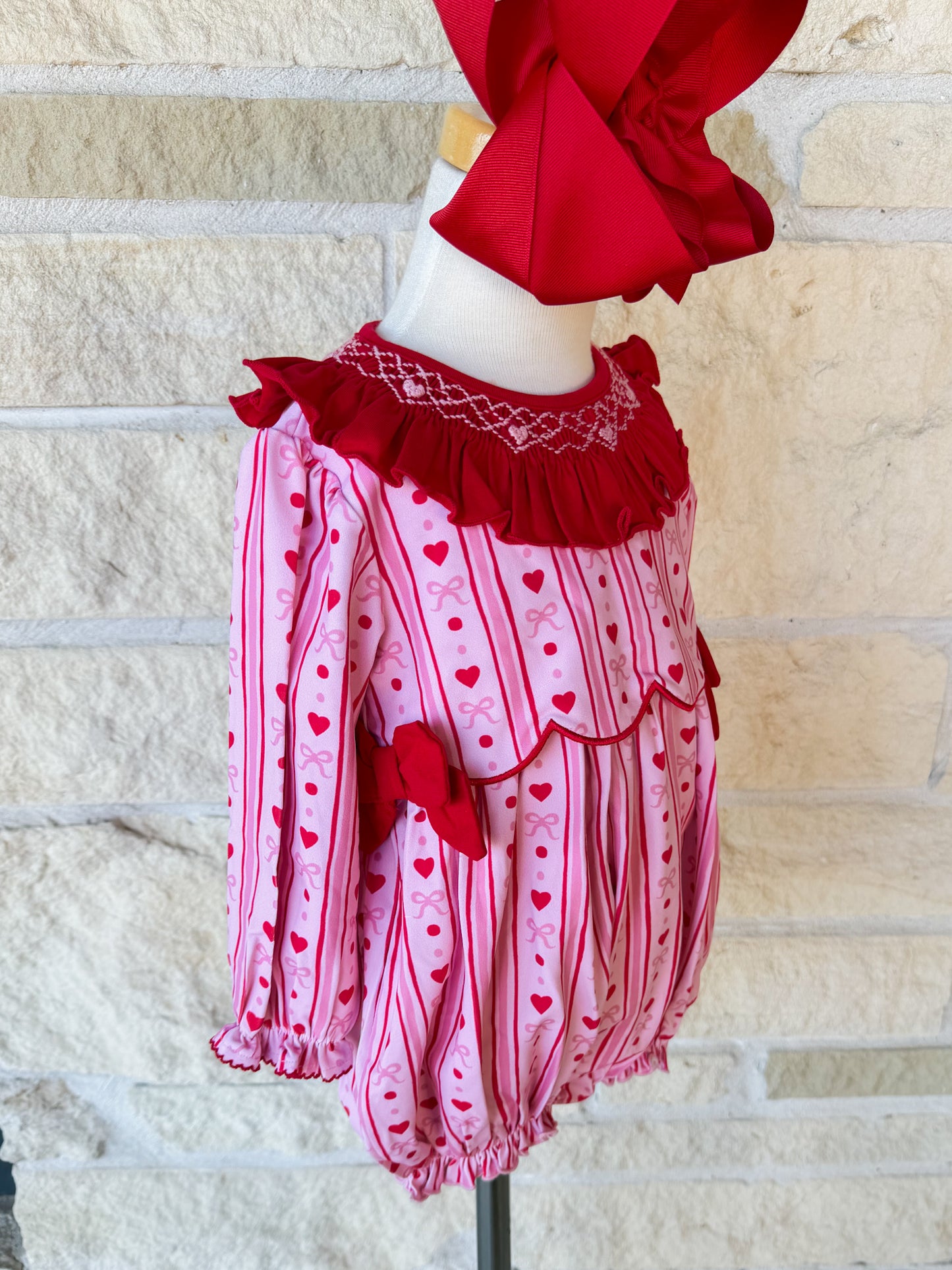 Smocked Flamingo Smocked Hearts Bow Bubble
