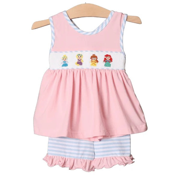 Smocked Flamingo Princess Short Set