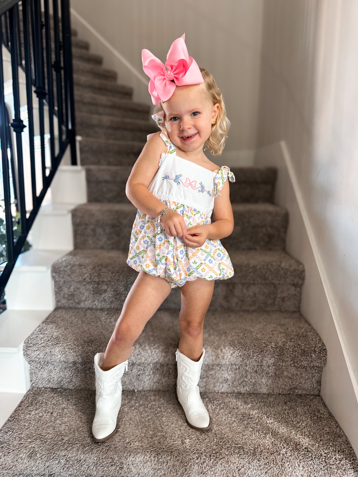 Smocked Flamingo Sweet Colorful Floral Bubble