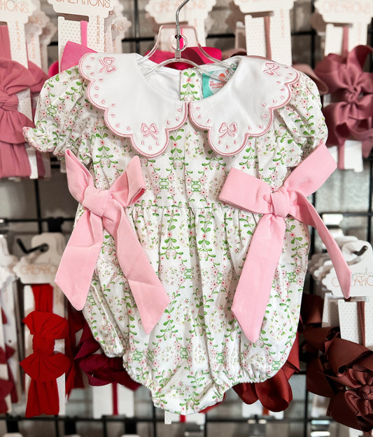 Smocked Flamingo Easter Floral Bow Bubble