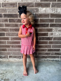Smocked Flamingo Red Gingham Mouse Park Tennis Dress