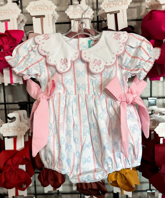 Smocked Flamingo Sweet Scalloped Bow Bubble