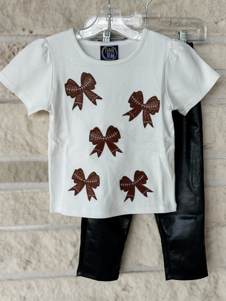 Emma Jean Football Bow Tee