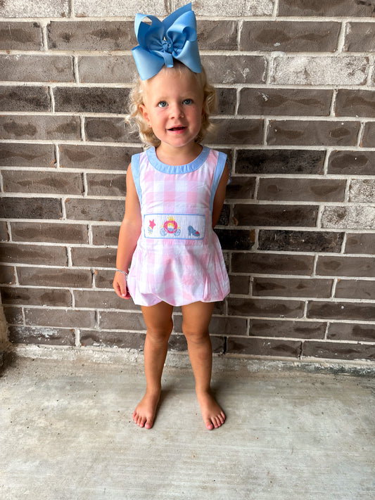 Smocked Flamingo Princess Carriage Bubble