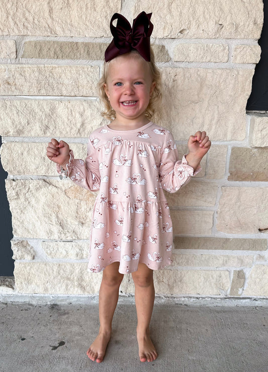 Quincy Mae Swan Tiered Dress