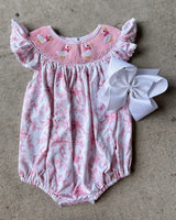 Smocked Flamingo Pink Toile Silly Goose Bubble