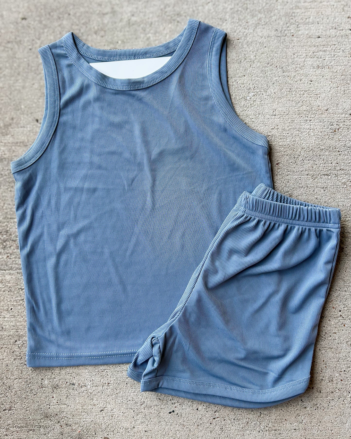 Ribbed Denim Tank Set