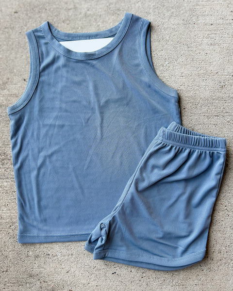 Ribbed Denim Tank Set