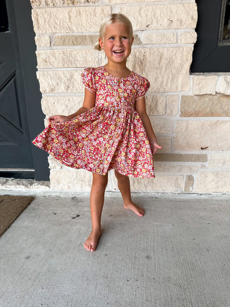 Swoon Baby Red Floral Prim Dress