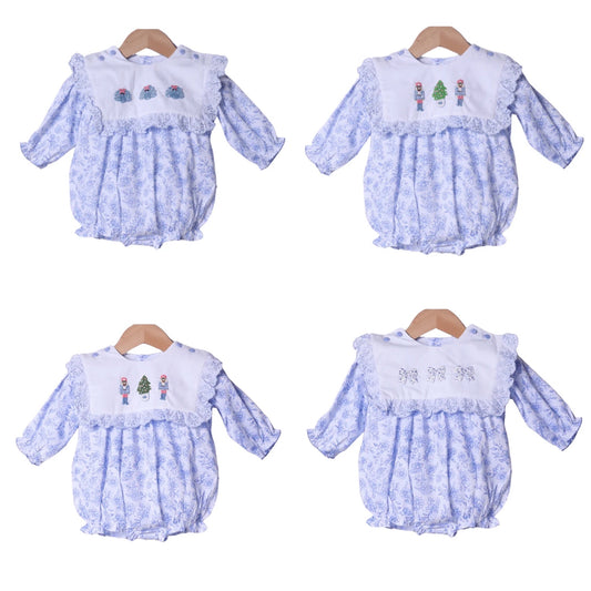 Smocked Flamingo 4 in 1 Interchangeable Holiday French Knot Swiss Dot Bubble