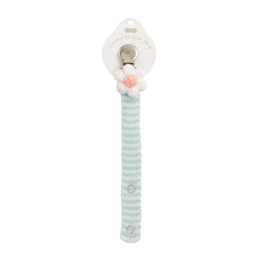 Mud Pie White Flower Crochet Paci Clip