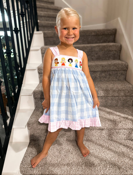 Smocked Flamingo Smocked Princess Bow Dress