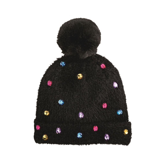 Mud Pie Black Glitzy Beanie