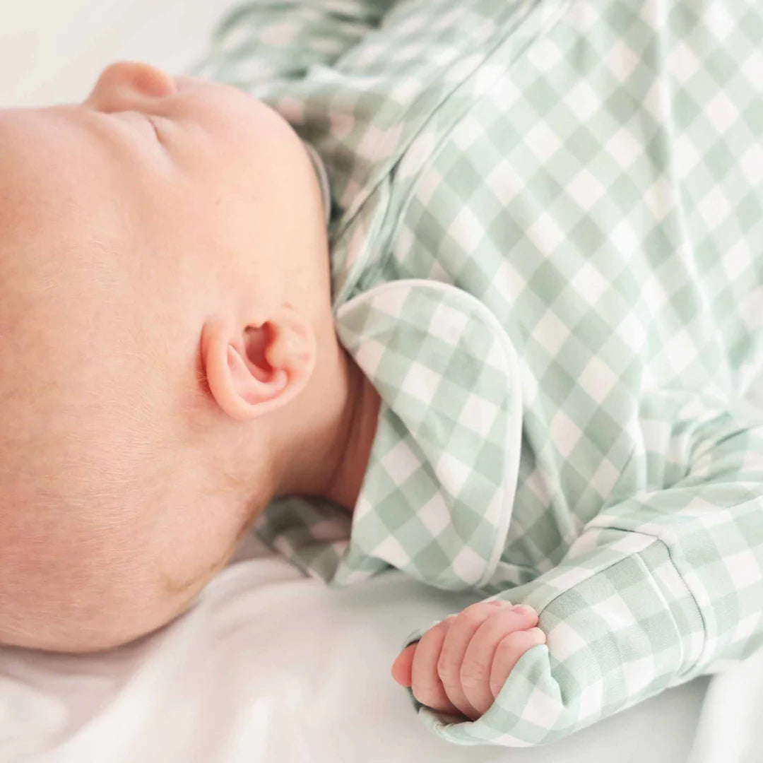 Caden Lane Moss Gingham Peter Pan Collared Footie