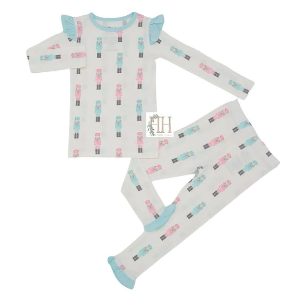 Hamner Hill Pink+Teal Nutcracker Ruffle PJ Set