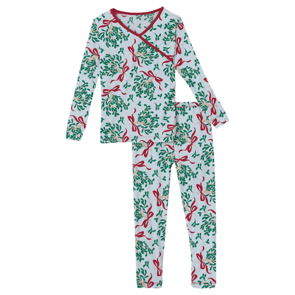 Kickee Pant Mistletoe Ribbons PJ Set