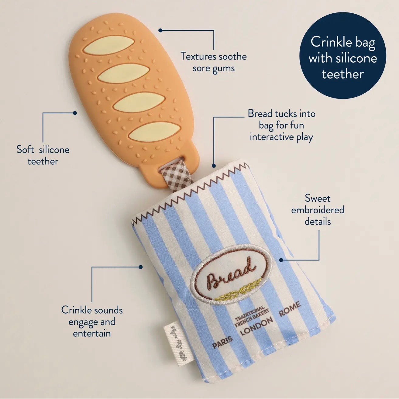 Itzy Ritzy Teensy Crinkle Teether Baguette