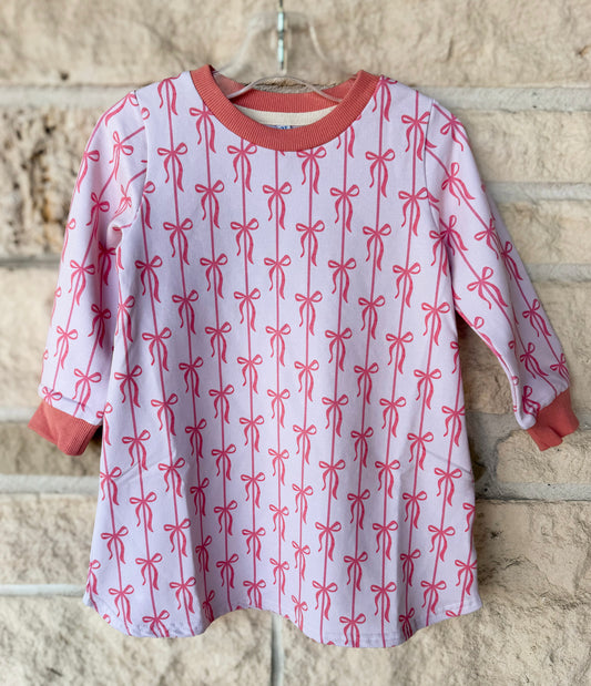 Honesty Peach Bows Sweatshirt Dress