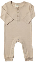 Me & Henry Beige Mason Ribbed Romper