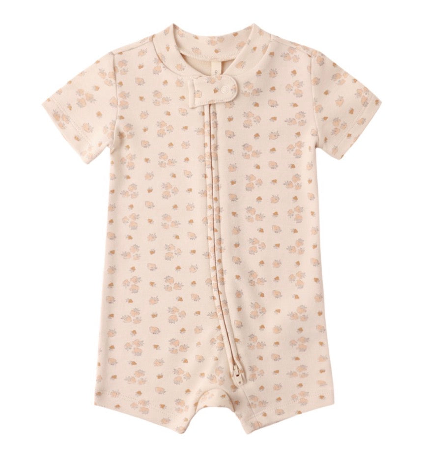 Quincy Mae Strawberries Zip Short Sleeper