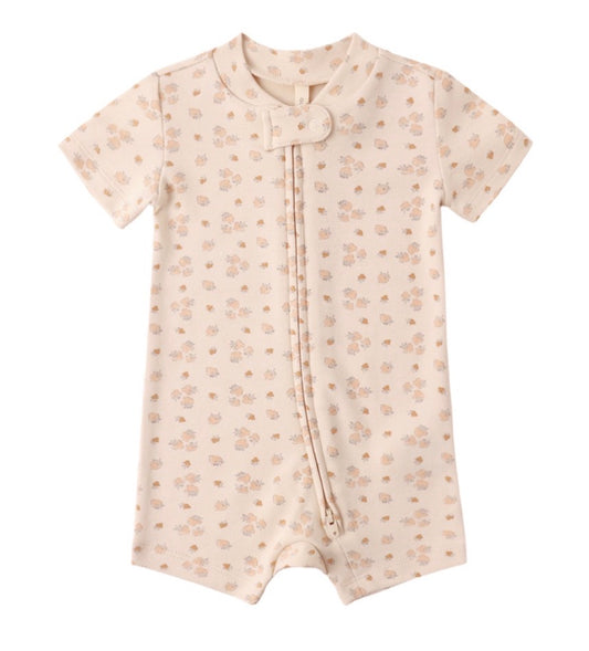 Quincy Mae Strawberries Zip Short Sleeper