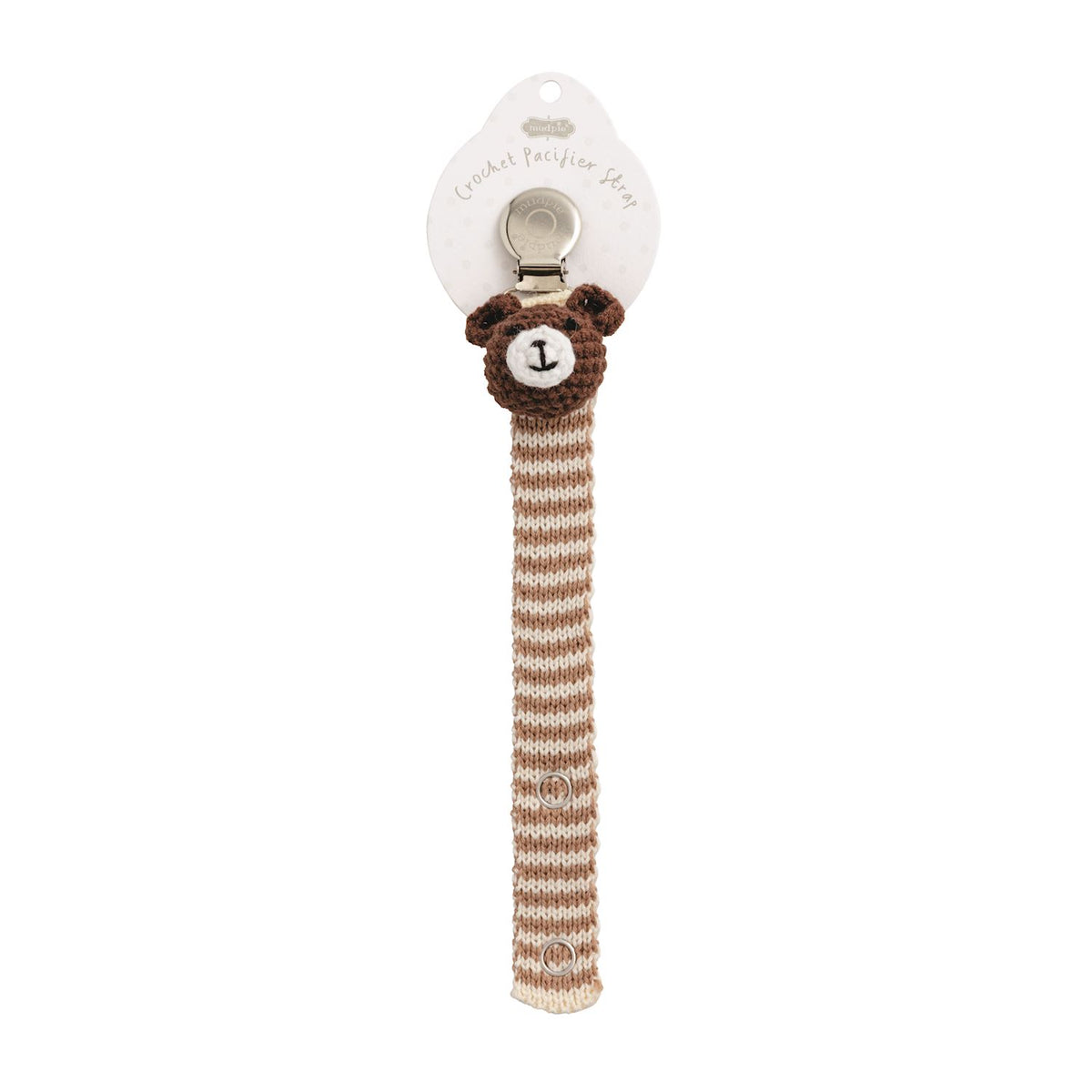 Mud Pie Bear Crochet Paci Clip