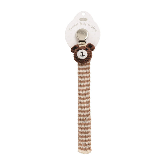 Mud Pie Bear Crochet Paci Clip