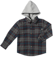 Me & Henry Blue Plaid Hooded Shirt