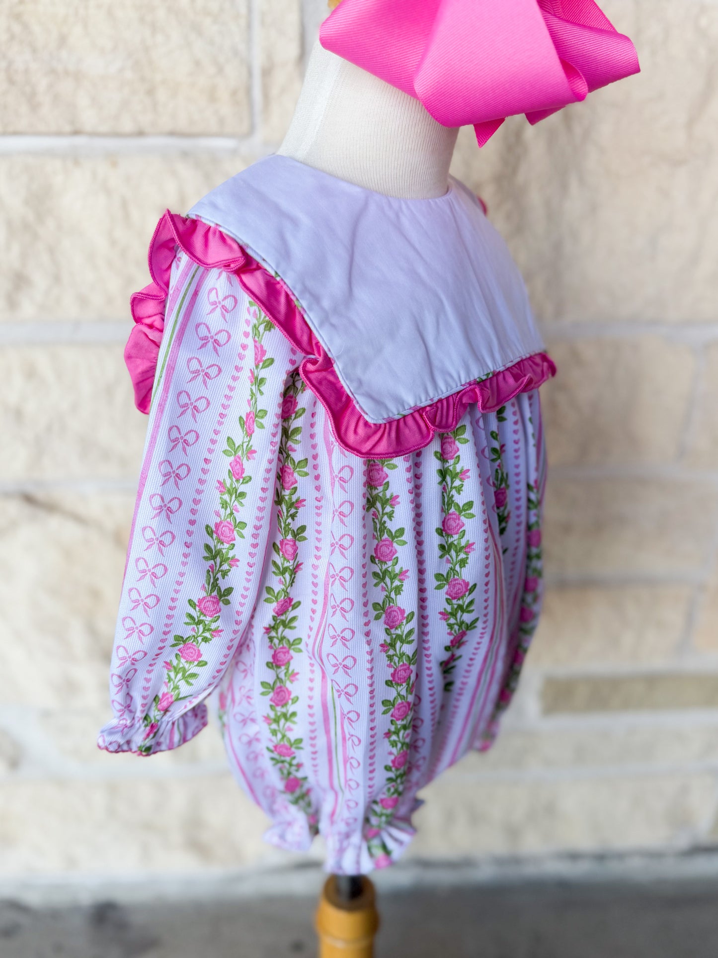 Smocked Flamingo Fancy Floral Bib Bubble