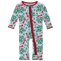 Kickee Pant Mistletoe Ribbons Ruffle Coverall