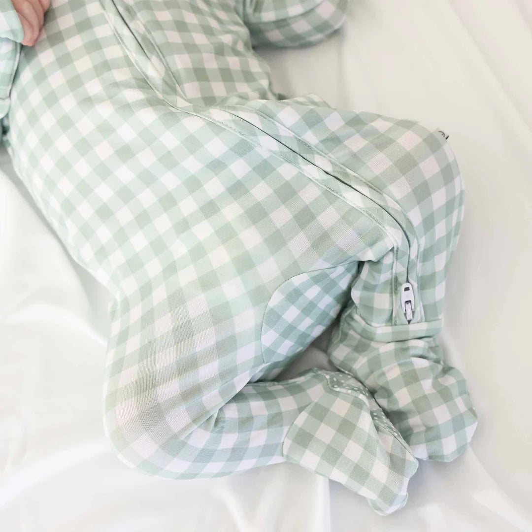 Caden Lane Moss Gingham Peter Pan Collared Footie