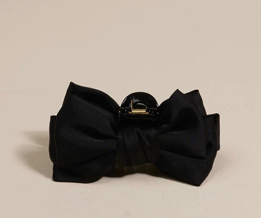 Darling Effect Black Satin Bow Claw Clip