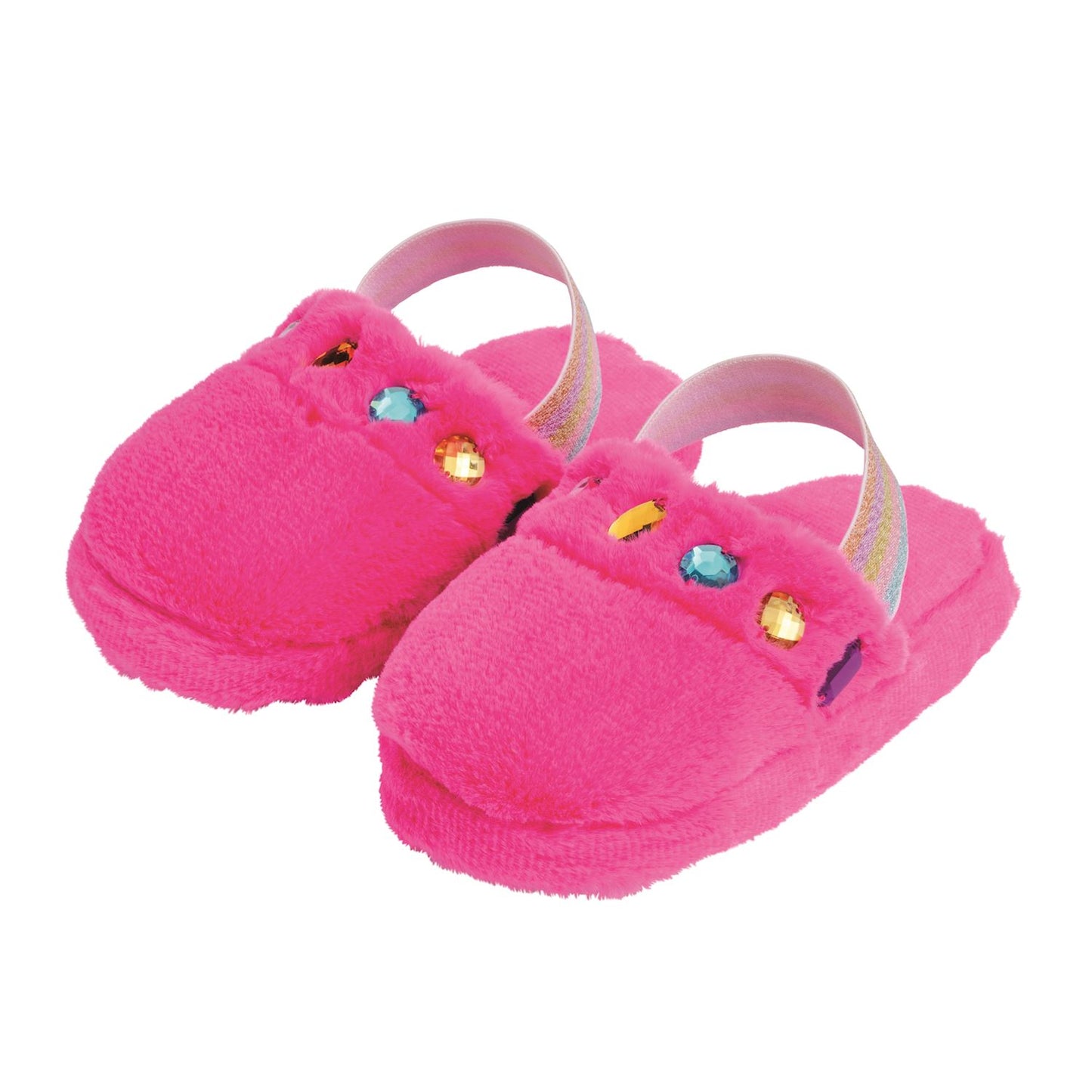 Mud Pie Hot Pink Jeweled Fur Slippers