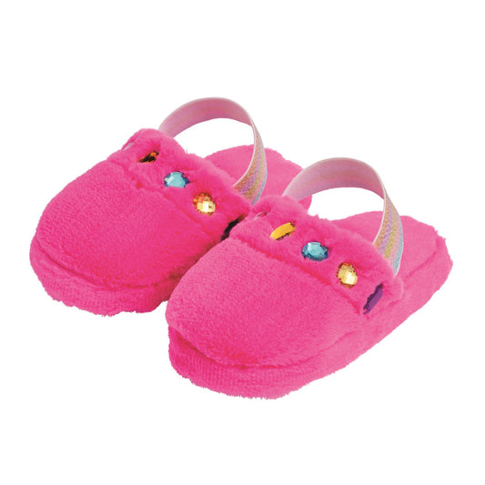 Mud Pie Hot Pink Jeweled Fur Slippers