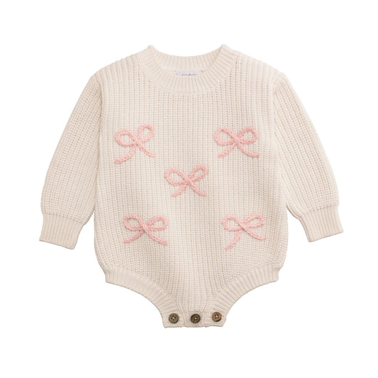 Mud Pie Bow Chainstitch Sweater Bubble