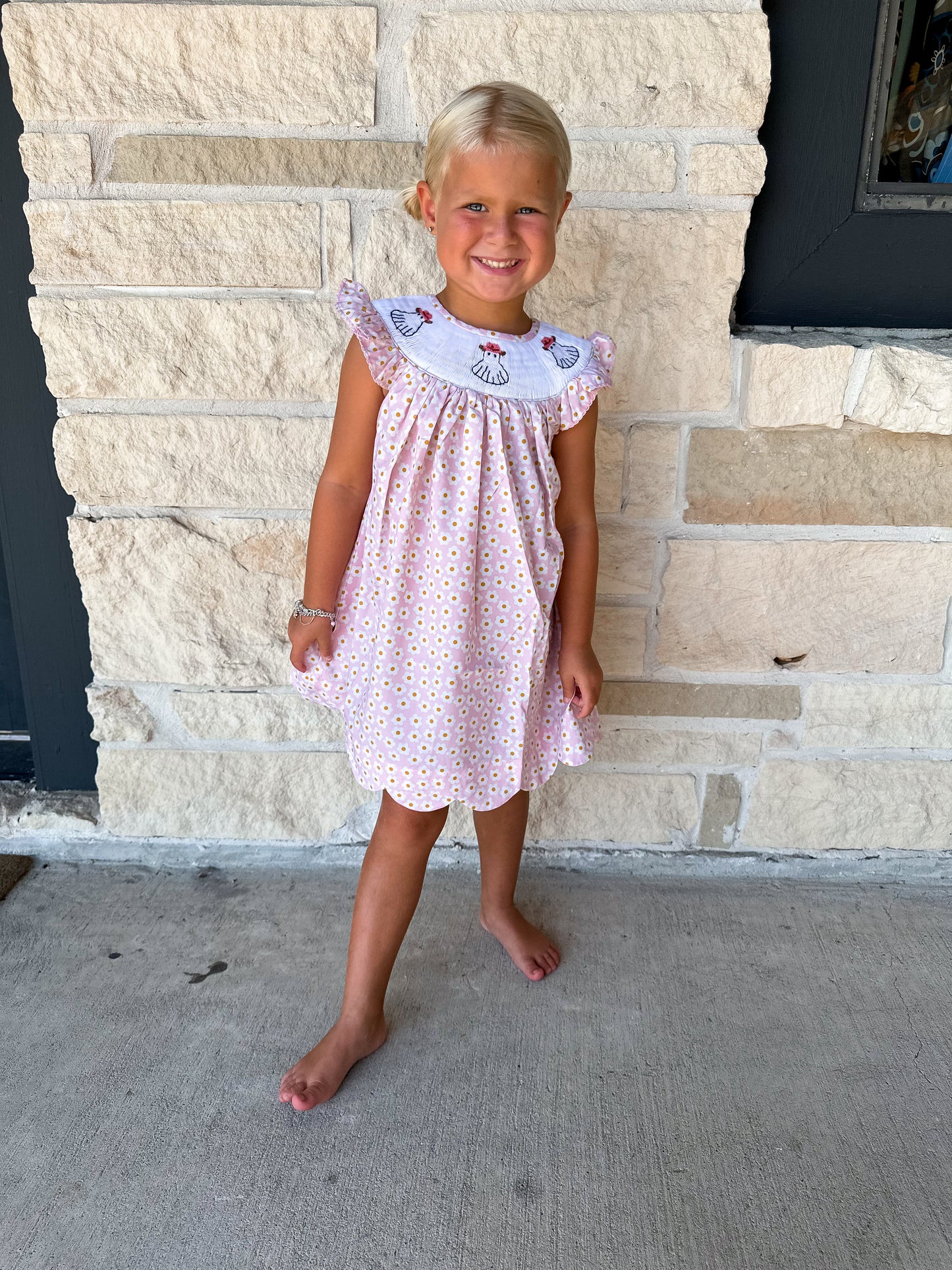 Smocked Flamingo Floral Cowgirl Ghost Dress