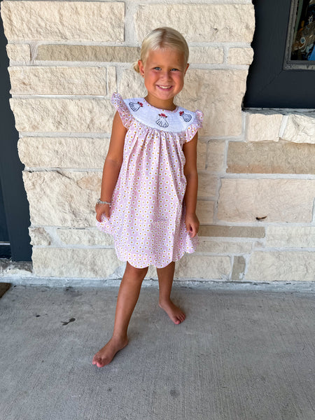 Smocked Flamingo Floral Cowgirl Ghost Dress