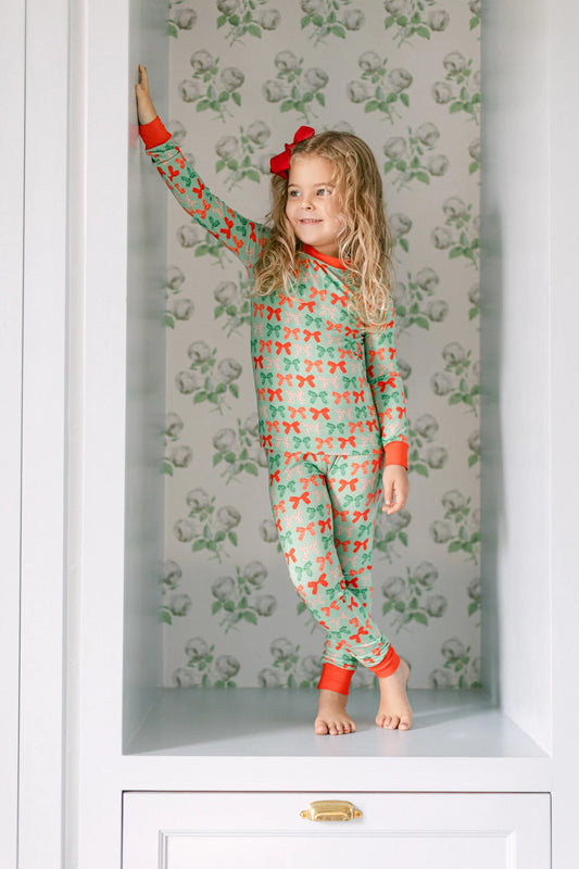 Poppy Kids Christmas Bows PJ Set
