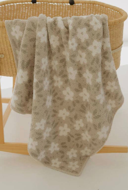 French Grey Floral Blanket