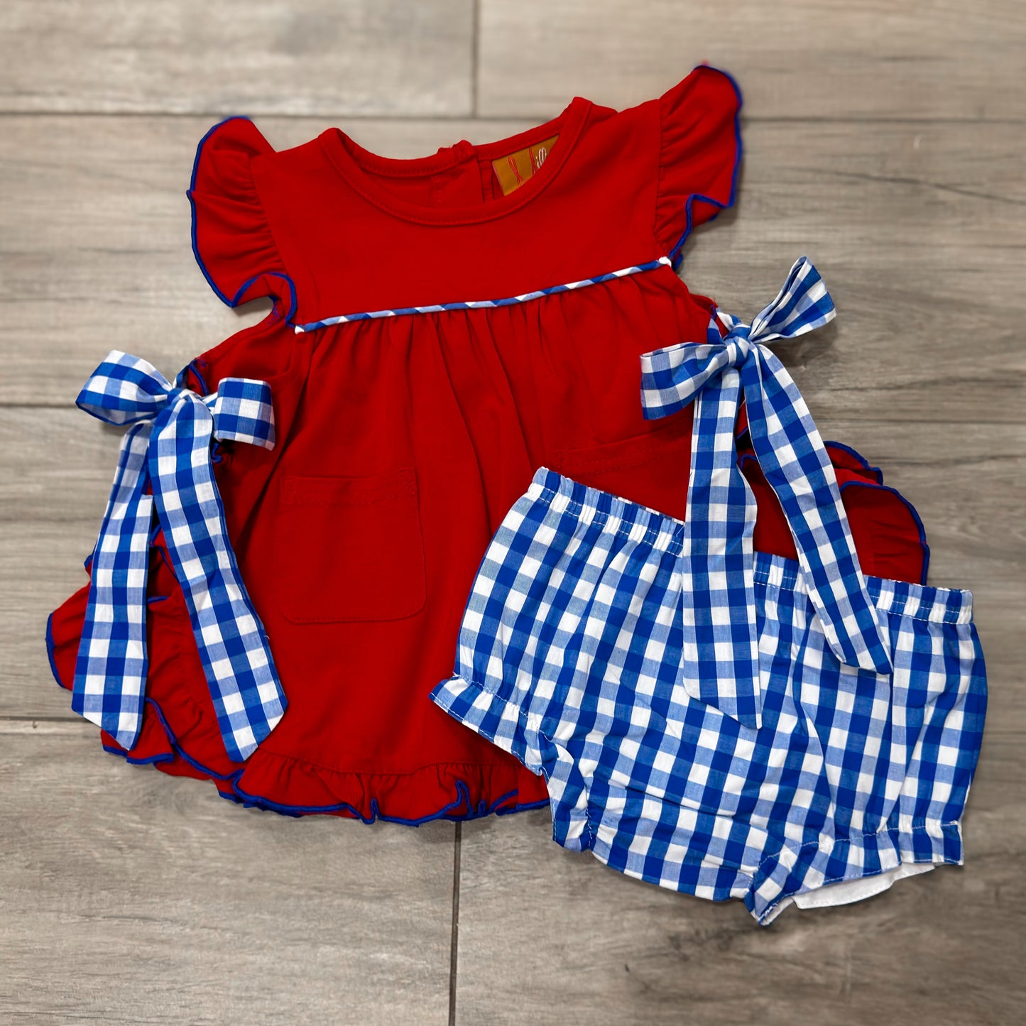 Millie Jay Harlow Red & Blue Tie Bloomer Set